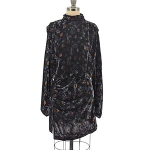 Zara Paisley Velvet Ruched Dress Black S cocktail party evening holiday 90s y2k